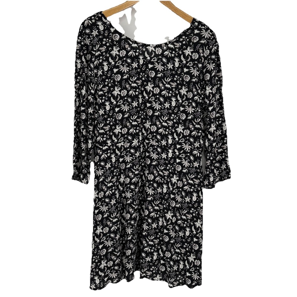 Gap Womens Mini Dress 16 Black Classic Fit & Flare Dark Floral Boho Cottagecore‎